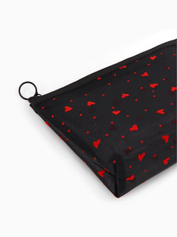 Косметичка дор Сердца, сетка 17*6,5*13,5, отд на молнии, черный