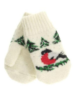 Варежки детские круговые Снегирь на ёлке 0307-1 - Рассказовские варежки фото 2