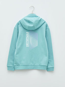 Kap??onlu Bask?l? Uzun Kollu Erkek ?ocuk Sweatshirt - Waikiki фото 2