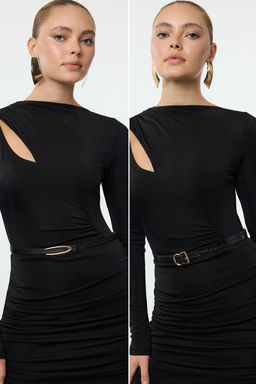 Trendyolmilla Siyah- Siyah Tokal? 2li Paket Deri Gorunumlu TWOAW25KE00003