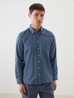 Regular Fit Uzun Kollu Ekose Gabardin Erkek G?mlek