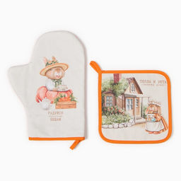 Набор кух. Этель Кролики варежка-прихватка 20х28см, прихватка 19х19см,100% хл  фото 2