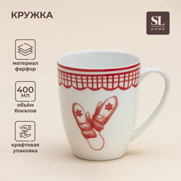 Кружка новогодняя SL Home «Прекрасное время», 400 мл, 9×10 см, фарфор, белая