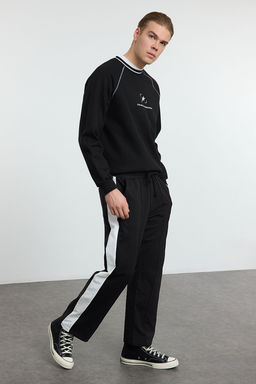TRENDYOL MAN Siyah Oversize/Genis Kesim Ac?k Paca Renk Bloklu Esofman Alt? TMNAW25EA00006 - Trendyolmilla фото 2