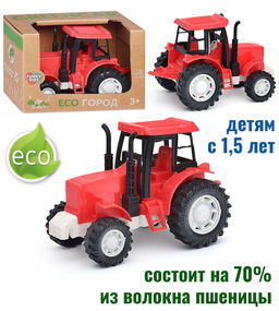Красный эко-трактор с фрикц.механизмом 12 см