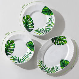 Столовый сервиз Доляна «Лист папоротника», 37 предметов, стеклокерамика, белый