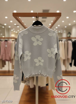 Теплый женский свитер с цветочками - Bruno фото 5