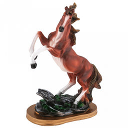 Скульптура-фигура для сада из полистоуна "Лошадь в яблоках на подставке" h41см, коричневый, "Символ 2026 года" (Россия)