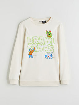 Bisiklet Yaka Brawl Stars Bask?l? Erkek ?ocuk Sweatshirt