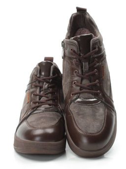 04-PA-18Z BROWN Ботинки зимние женские (натуральная замша и кожа, шерсть)