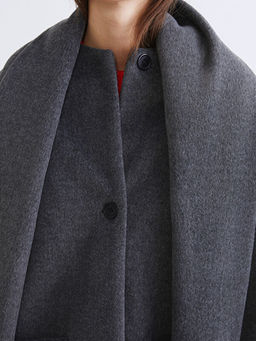 Atk?l? Bisiklet Yaka Kad?n Ka?e Ceket