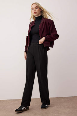 Sustainable Siyah Wide Leg/Genis Paca Kumas Pantolon TWOAW26PL00086 - Trendyolmilla фото 6