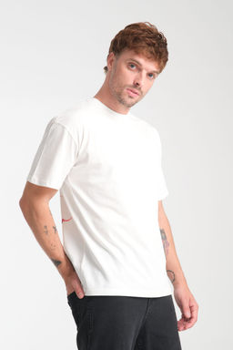 TRENDYOL MAN Beyaz Oversize/Genis Kesim S?rt Bask?l? %100 Pamuk T-Shirt TMNSS25TS00225 - Trendyolmilla фото 3
