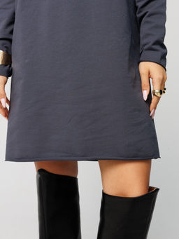 Женское платье с рукавом реглан из футера 2-х нитки графит ВП-11 (33)