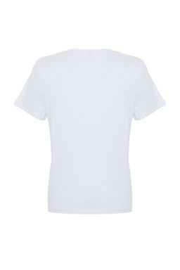 Beyaz %100 Kal?n Pamuklu Varak/Parlak Slogan Bask?l? Regular Kal?p Orme T-Shirt TWOSS24TS00252 - Trendyolmilla фото 8