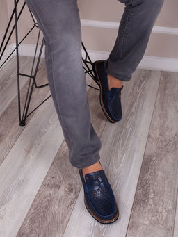 Слиперы мужские от производителя/ Лоферы/ Мокасины на все случие жизни 310-01-L1 Темно-синий - Piniolo фото 2