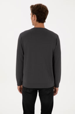 Erkek Regular Fit Yar_m Fermuarl_ Gri Sweatshirt