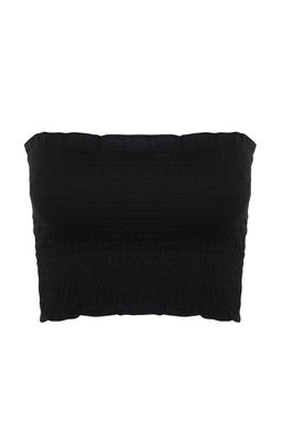 Siyah Straplez Gipeli Esnek Orme Bluz TWOSS23BZ01011