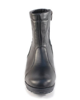 Полусапожки женские на платформе черные, кожа, молния