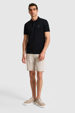 Erkek Slim Fit Polo Yaka Siyah Basic Ti__rt