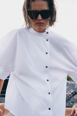 CAMISA POPEL?N BOTONES ZW COLLECTION / Blanco - Zara фото 2