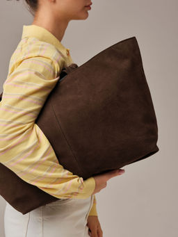 Замшевая сумка шоппер Texas DBR 31390 кофе фото 6