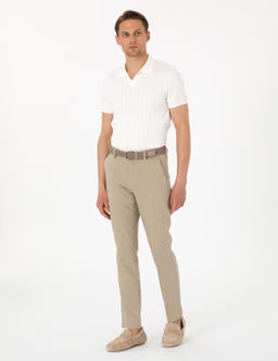 Haki Slim Fit Keten Kar___ml_ _izgili Kanvas Pantolon - Pierre cardin фото 3