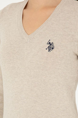 Женский базовый свитер с v-образным вырезом и каменным меланжом Неожиданная скидка в корзине - U.s. polo assn фото 7