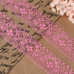 Цена за 2 шт. Кружево капроновое, 35 мм × 10 ± 1 м, цвет розовый