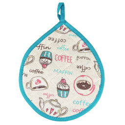 Кухонный комплект Вкусняшки: прихватка-варежка 15х30см + прихватка 20х25см форма Капелька, рогожка 171г/м2, хлопок 100%, наполнитель - ватин 280г/м2, на пластмассовом подвесе, Домашняя мода (Россия)  фото 3