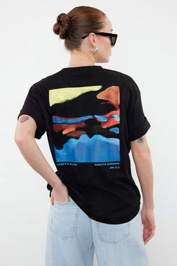 TRENDYOLMILLA Beyaz Premium %100 Pamuk Bask?l? Relaxed/Rahat Kal?p Orme T-Shirt TWOSS24TS00172  фото 18