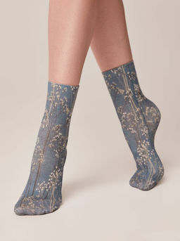 Цена за 2 пары. Носки Классические CONTE Носки с принтом FANTASY из смесовой пряжи с хлопком и льном джинс - Conte elegant фото 2
