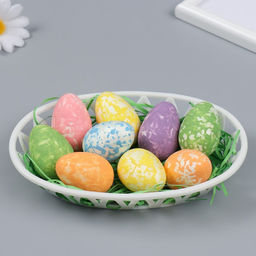 Пасхальный декор для творчества Яйца с кружевом в гнездышке, набор 9 шт., настольная фигурка, 3.5?12?18 см