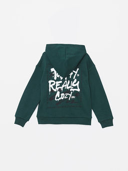 Kap??onlu Bask?l? Kal?n Erkek ?ocuk Sweatshirt - Waikiki фото 2