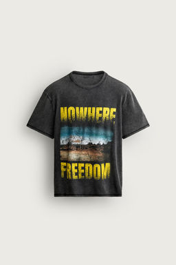 CAMISETA PUNTO ESTAMPADO LAVADO / Negro - Zara фото 6