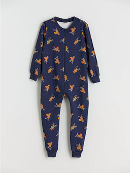 Bisiklet Yaka Bask?l? Erkek ?ocuk Tulum