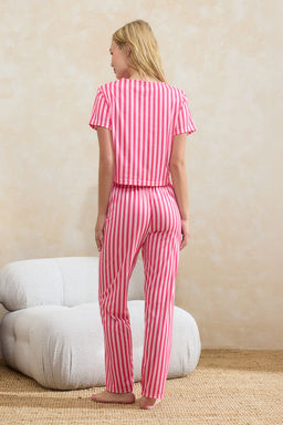 Pembe 3lu Cizgili Kurdele Detayl? Orme Pijama Tak?m? THMSS26PT00068 - Trendyolmilla фото 6