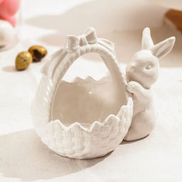 Конфетница Доляна Зайка, 450 мл, 20?13?16.3 см, доломит, белая