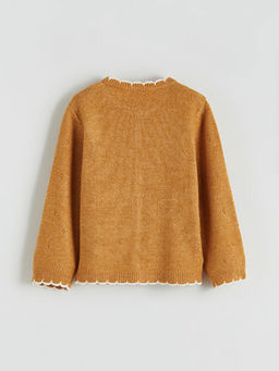 Bisiklet Yaka ?i?ekli K?z ?ocuk Triko H?rka