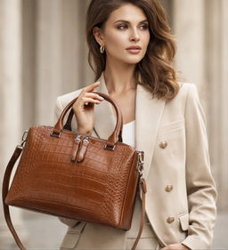 Женская кожаная сумка тоут под крокодила 1891-220 ЭртиЕлоу