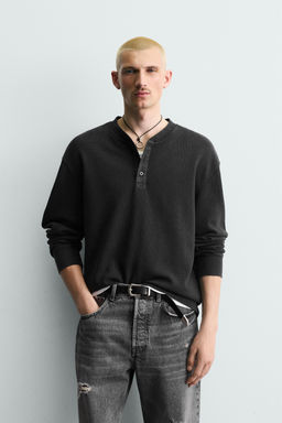 CAMISETA CUELLO PANADERO WAFFLE / Antracita oscuro - Zara фото 2