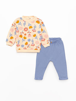 Bisiklet Yaka Uzun Kollu Bask?l? K?z Bebek Sweatshirt ve E?ofman Alt 2li Tak?m