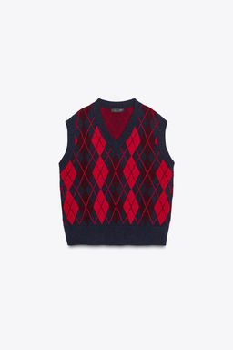 ARGYLE KNIT OVERSIZE WAISTCOAT - Zara фото 6