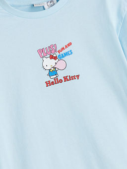 Bisiklet Yaka Hello Kitty Bask?l? K?z ?ocuk Ti??rt