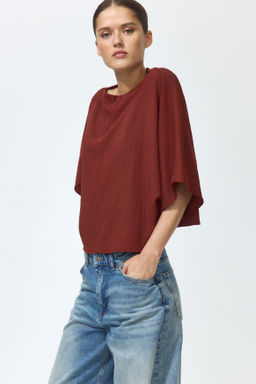 Top efecto arrugado con escote barco - H&m фото 4