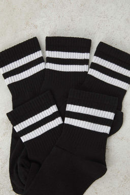 TRENDYOL MAN Beyaz 5li Paket Pamuklu Cizgili Kolej-Tenis-Orta Boy Corap TMNSS24CO00017 - Trendyolmilla фото 6