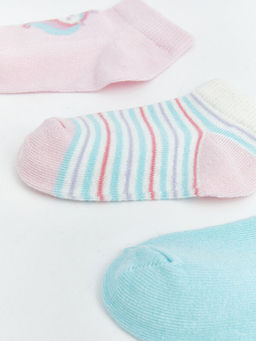 Desenli K?z Bebek Patik ?orap 3l?