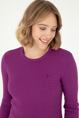 Женский фиолетовый базовый свитер Неожиданная скидка в корзине - U.s. polo assn фото 2