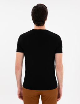 Siyah Slim Fit Bisiklet Yaka Triko T-shirt - Cacharel фото 5