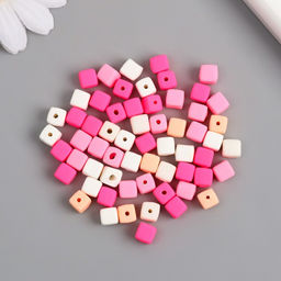 Бусины для творчества PVC «Кубики. Нежная пастила», набор 62 шт., 0.6×0.6×0.6 см